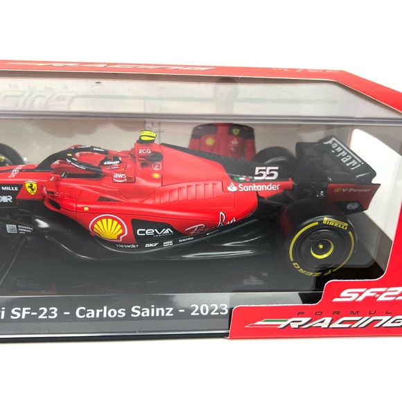Ferrari SF-23 #55 Carlos Sainz Formula One F1  2023 Burago Diecast 1/24 Sz 9.5” - Picture 7 of 15